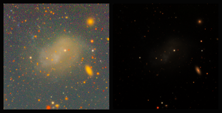 Auto rgb versus lupton_rgb defaults on IC 3418